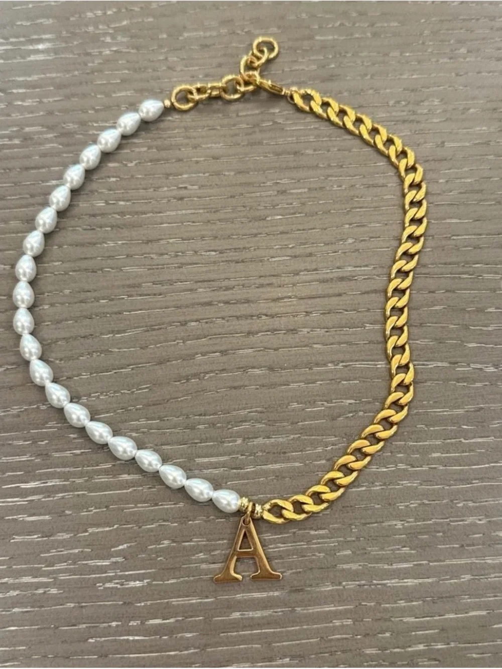 joolz by martha calvo Pearl and Chain Initial A  Necklace Used Once